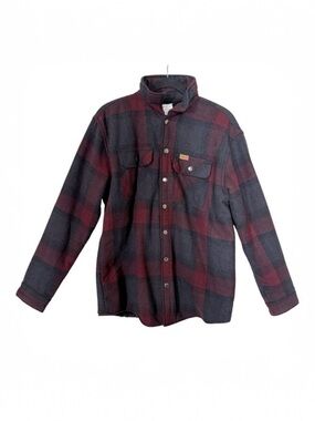 Matix Mens Sherpa Lined Snap Down‎ Burgundy Flannel Hunting Shacket Size Medium